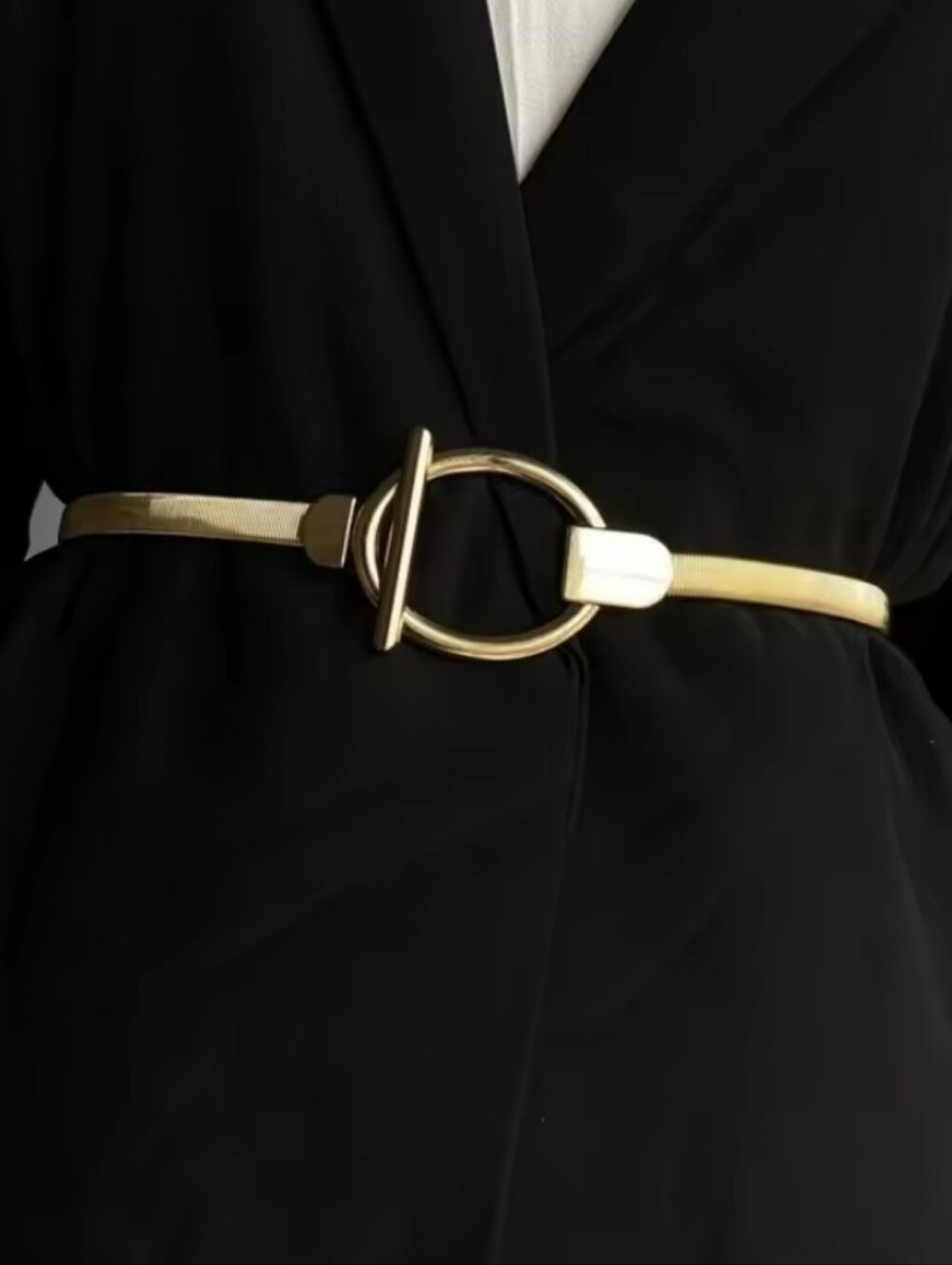 New Gold Oval Geo Stretch Belt | #1002 NWOT